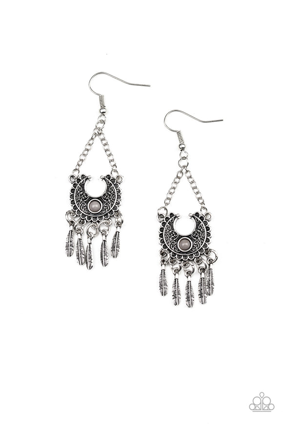 Fabulously Feathered - Silver earring